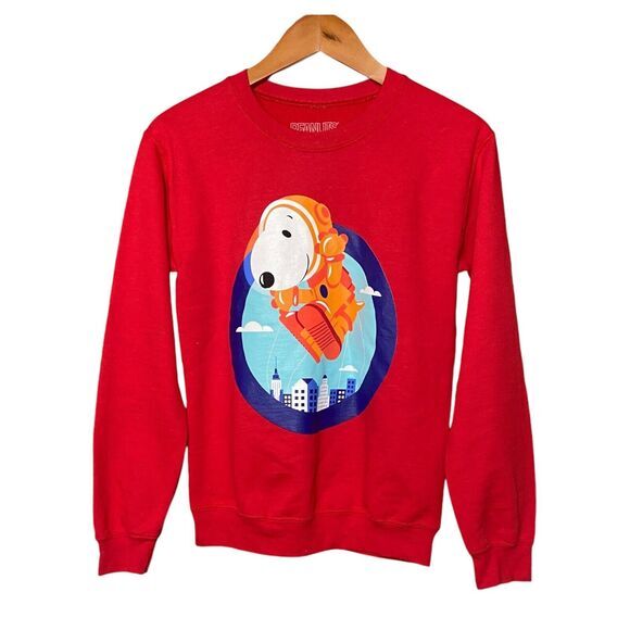 Peanuts Snoopy Astronaut Womens Red Crewneck Sweatshirt Size XS NWT - Picture 5 of 12